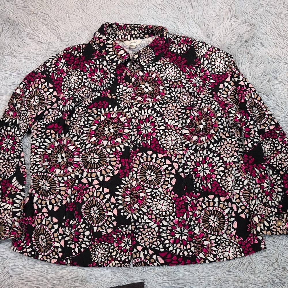 CJ Banks‎ Jacket Womens 2X Multicolor Zip Up Comfort Pockets Soft Lightweight